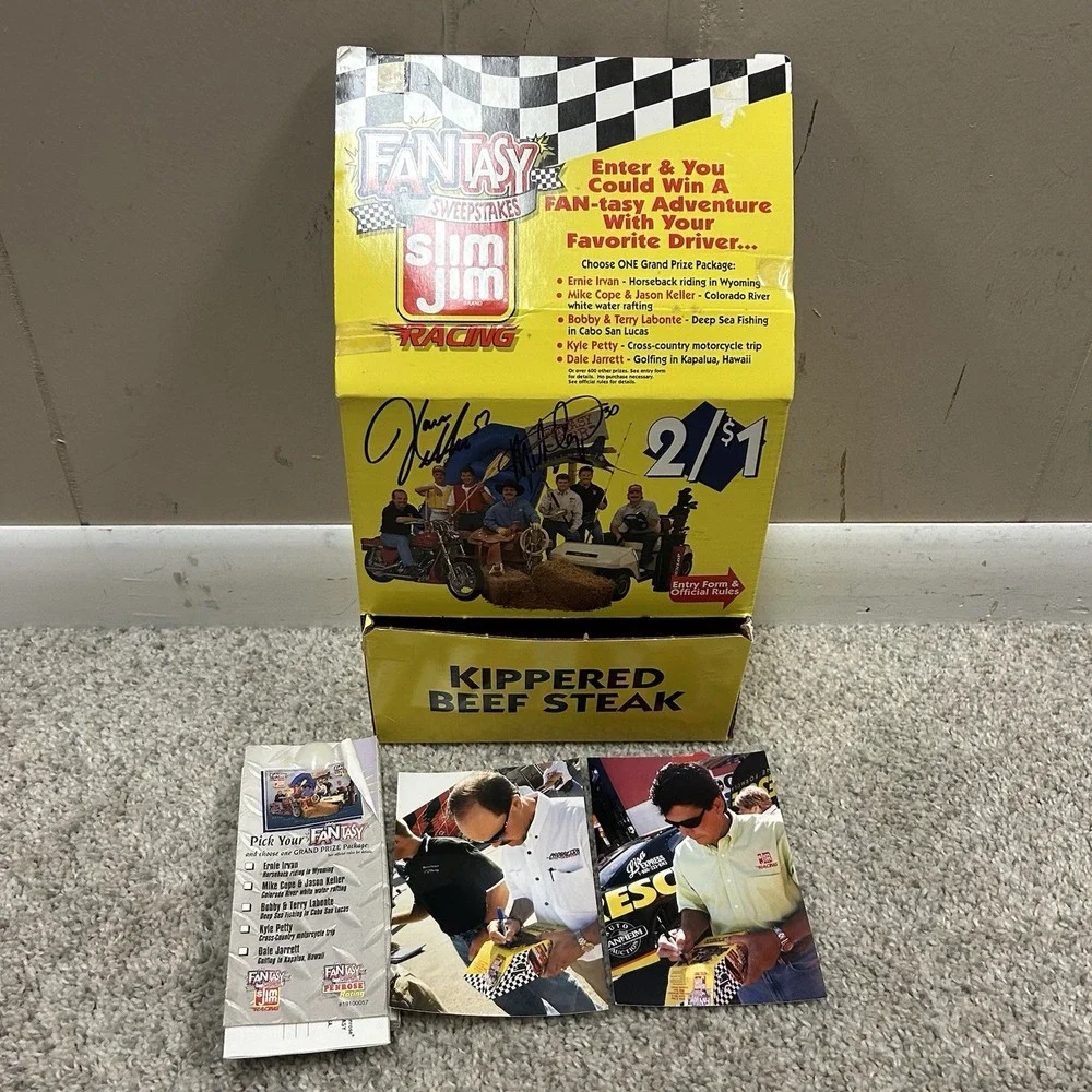 Vintage Slim Jim Racing Store Box‎ Mike Cope Jason Keller Autograph Signed Auto
